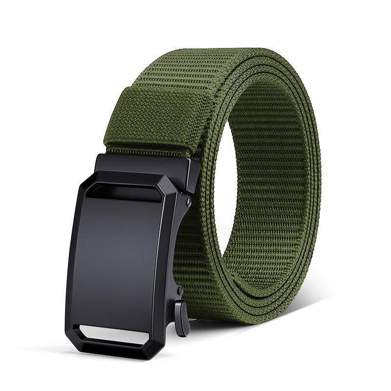 2025 Men's Ultra-Thin Holeless Automatic Buckle Canvas Nylon Leather Belt
