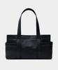 Macoi Big Square Leather Baguette Shoulder Tote Bag [Black]