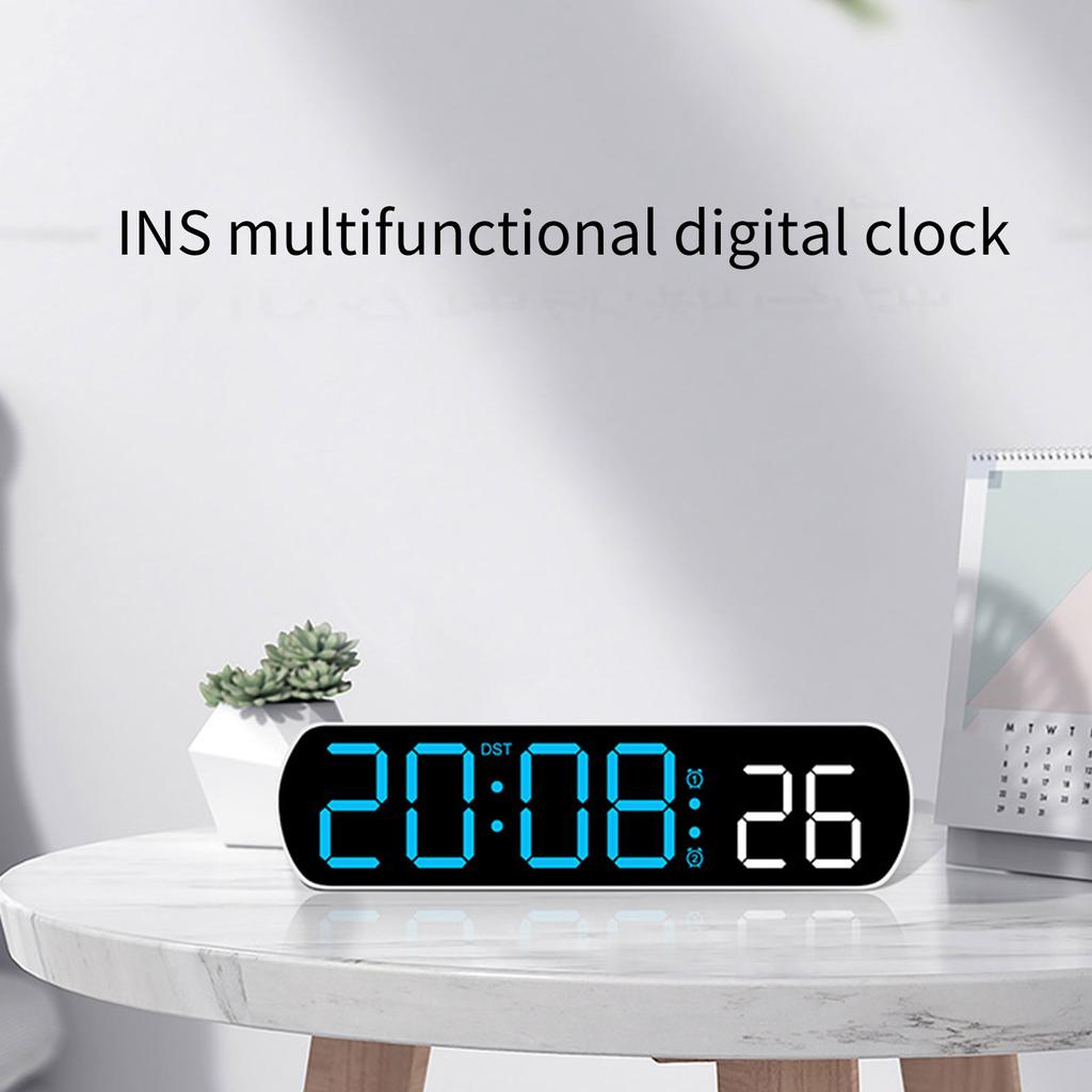Digital Table Clock with Jump Second 2 Alarms Temperature Reading Timer Voice Control LED Alarm Clock for Home Office