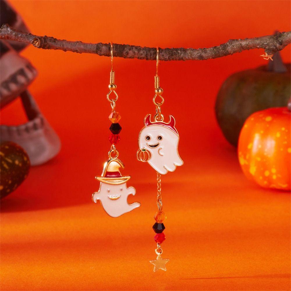Ghost Pumpkin Ear Studs Zinc Zinc Alloy Ghost Dangle Earrings Punk Halloween Earrings  Unisex