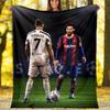 שמיכת פלנל כוכב כדורגל לוגו זהב CR7, שמיכת פינוק חמה ונעימה לעיצוב הבית, מתנה לאוהד כדורגל