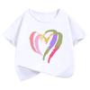 Colorful Love Heart Fashion Crew Neck Short Sleeve T Shirts Kids Children's T-shirt Boys Girls Summer Casual Aesthetics Top Tee