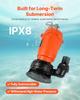 550W Submersible Trash Pump, 18000 L/H, Cast Iron Submersible Sump Sewage Pump with 2 In Discharge, 10M Max Lift, Draining Dirty Clean Water, for