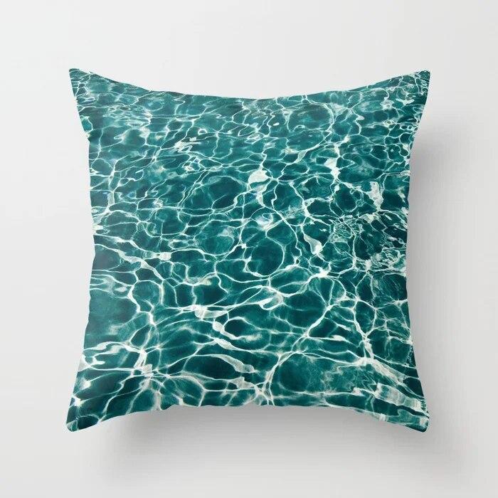 Summer Vacation Cushion Cover Pink Beach Wave Mountain Sofa Pillowcase Bedroom Home Car Office Accessories