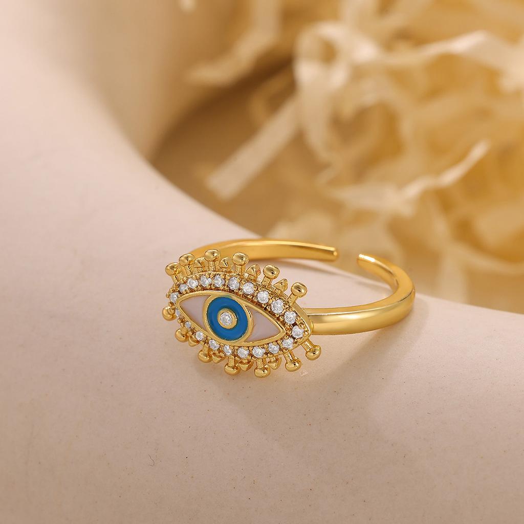 Colorful Non-Fading Eyes Punk Rings For Women Men Fashion Devil's Eye Zirconia Ring Personalized Gold Color Anillos Party Gift