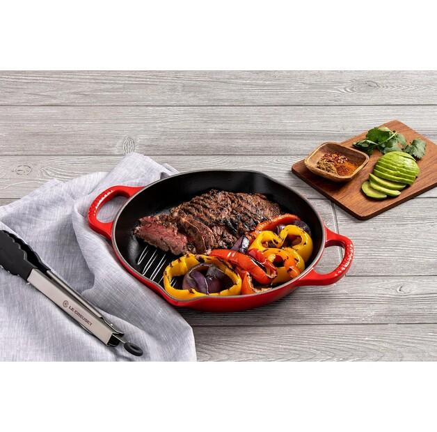 Сковорода гриль Le Creuset из чугуна высокая круглая 25 см вишнево-красная (20208250600422)