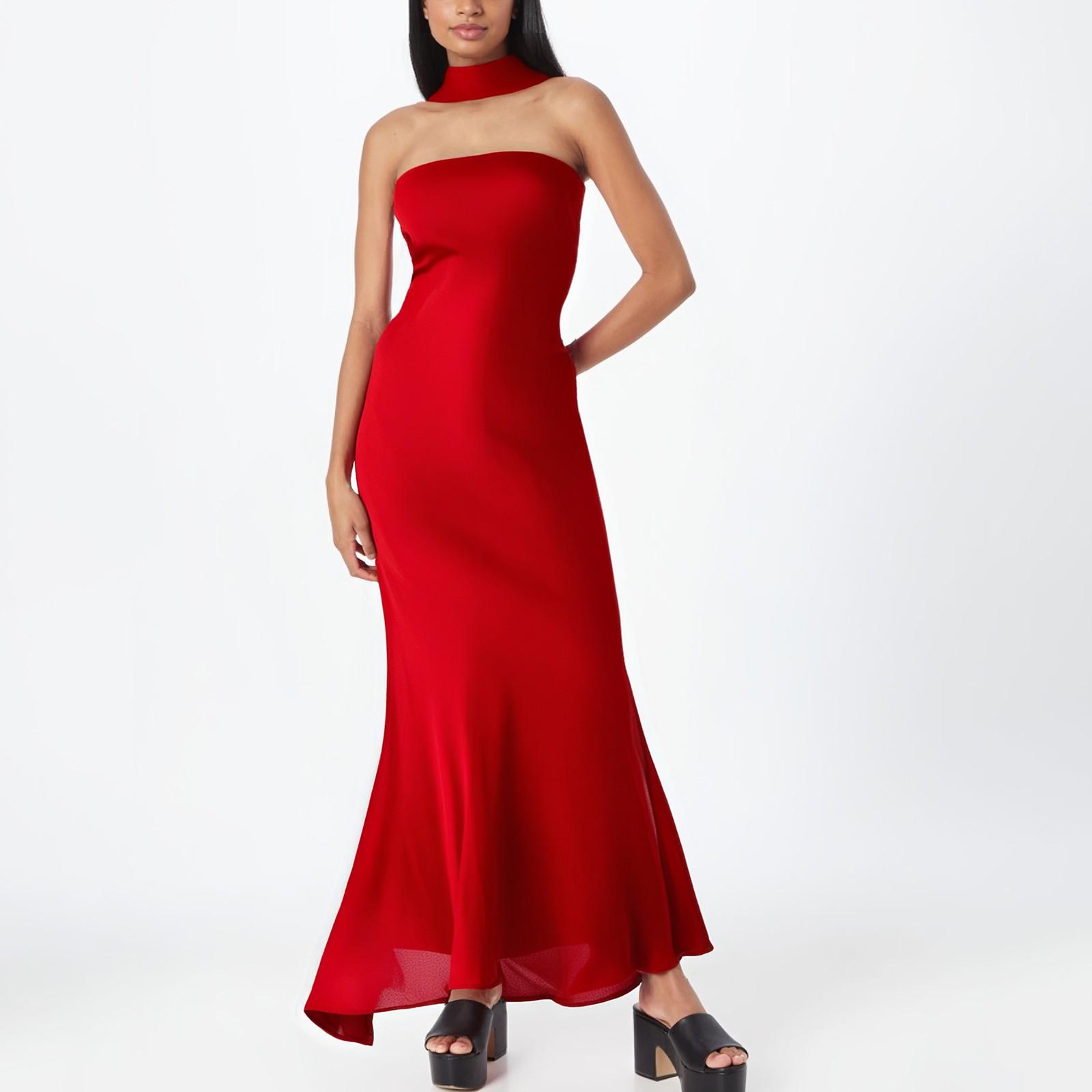 

Женское модное темпераментное однотонное платье на подтяжках для пляжного отдыха с завышенной талией и рыбьим хвостом L красный