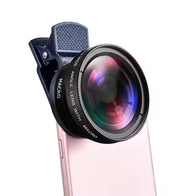 2 Functions Mobile Phone Lens 0.45X Wide Angle Len & 12.5X Macro HD Camera Lens Universal for iPhone Android Phone
