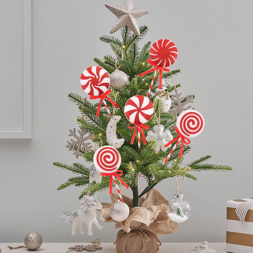 4pcs Christmas Lollipop Decoration Red And White Color Foam Lollipop Big Stick Candy Christmas Tree Decoration Props
