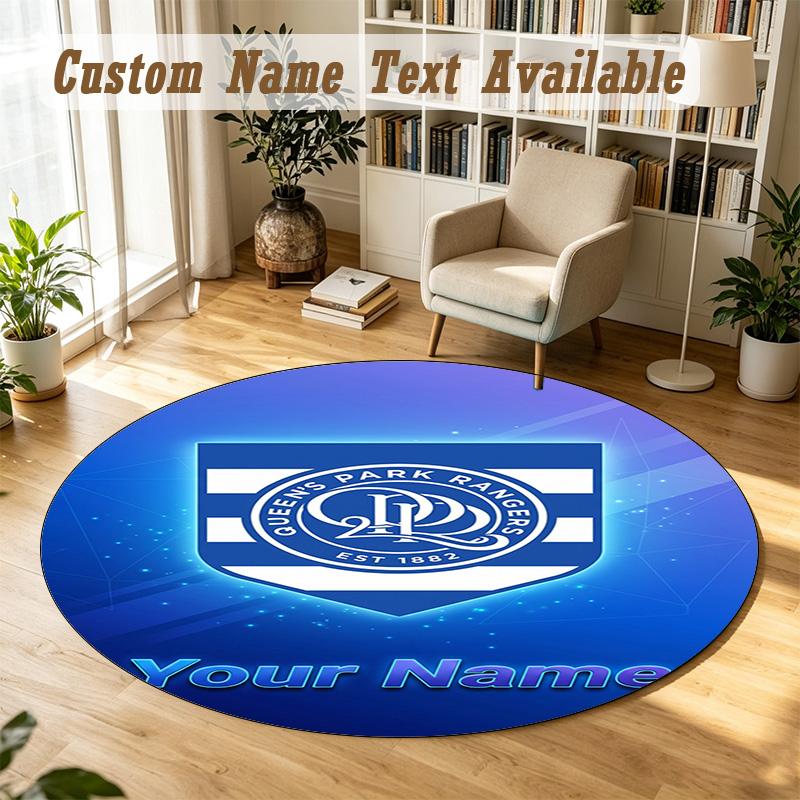 Round Rug Custom NameQueens Park Rangers FC Pattern Non Slip Carpet Home Floor Decor