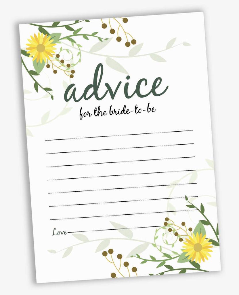 Inkdotpot Set of 50 Advice for The Bride To Be Classic Floral Bachelorette Party Advice Cards, Hen Party Activity 5x7 Inches