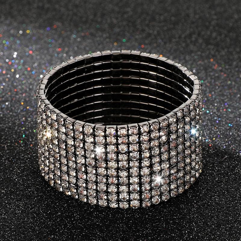 Crystal bracelet full diamond single row elastic bracelet bridal versatile rhinestone bracelet claw chain diamond bracelet women