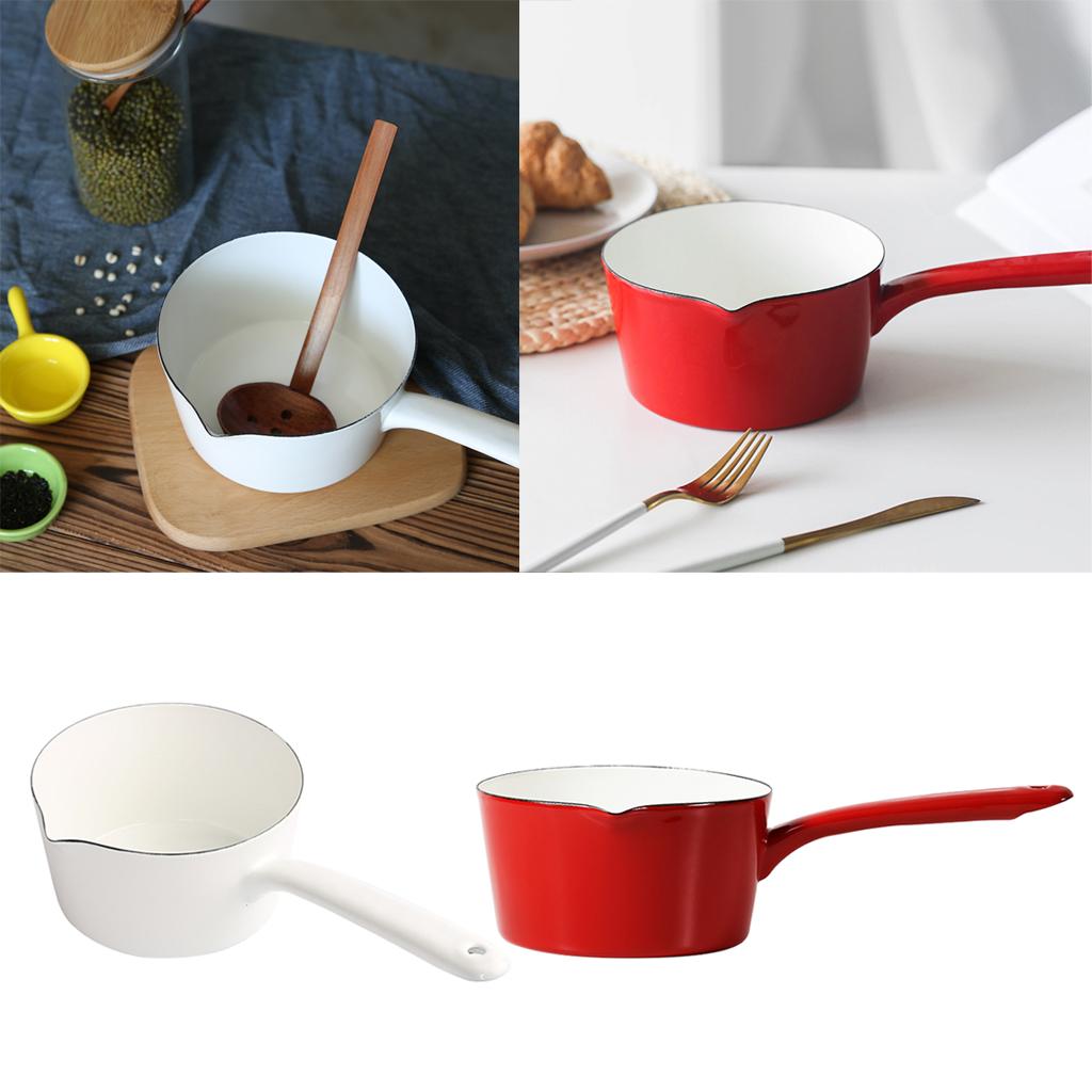 Enamel Chocolate Milk - Coating SaucePan Melting Pot Kitchen Cookware, On Electric Stove/Halogen Stove/Induction Cooktop