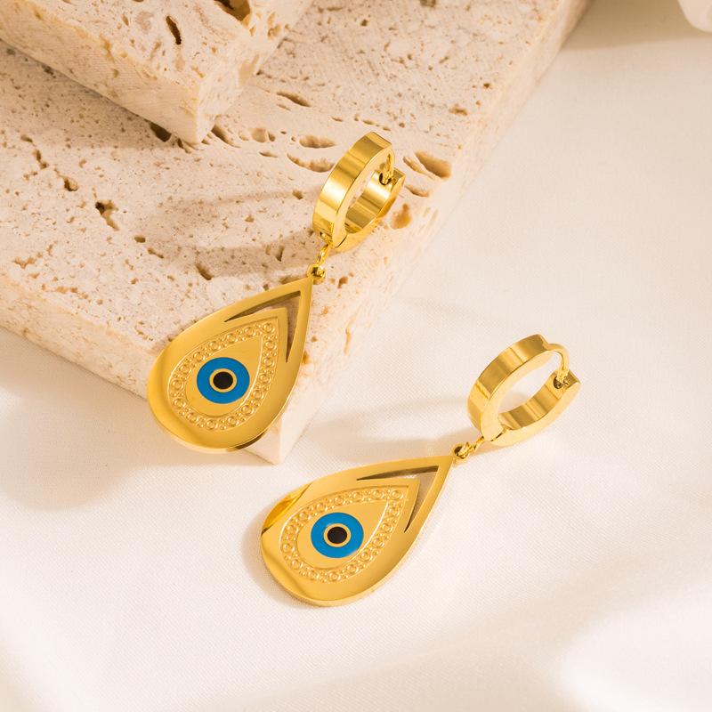 Frauen Einfache Tropfen Ohrringe Edelstahl Titan Stahl Anhänger Ohrringe Kristall Tropf Öl Wasser Tropfen Ohr Ornamente