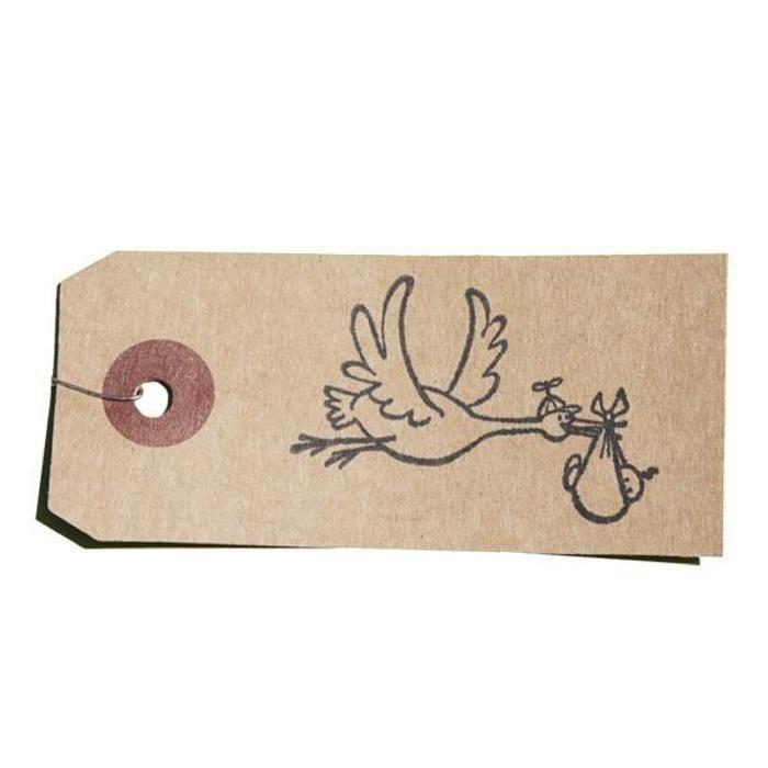 Wooden Stamp Stork and Baby