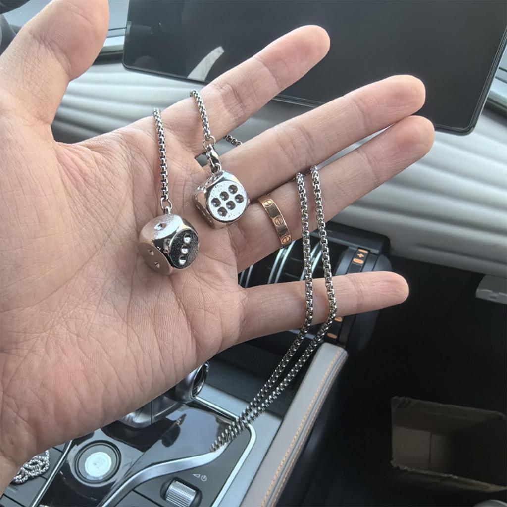 Dice Car Hang Ornaments, Dice Car Rearview Mirror Pendant, Metal Dice Shaped Pendant, Dice