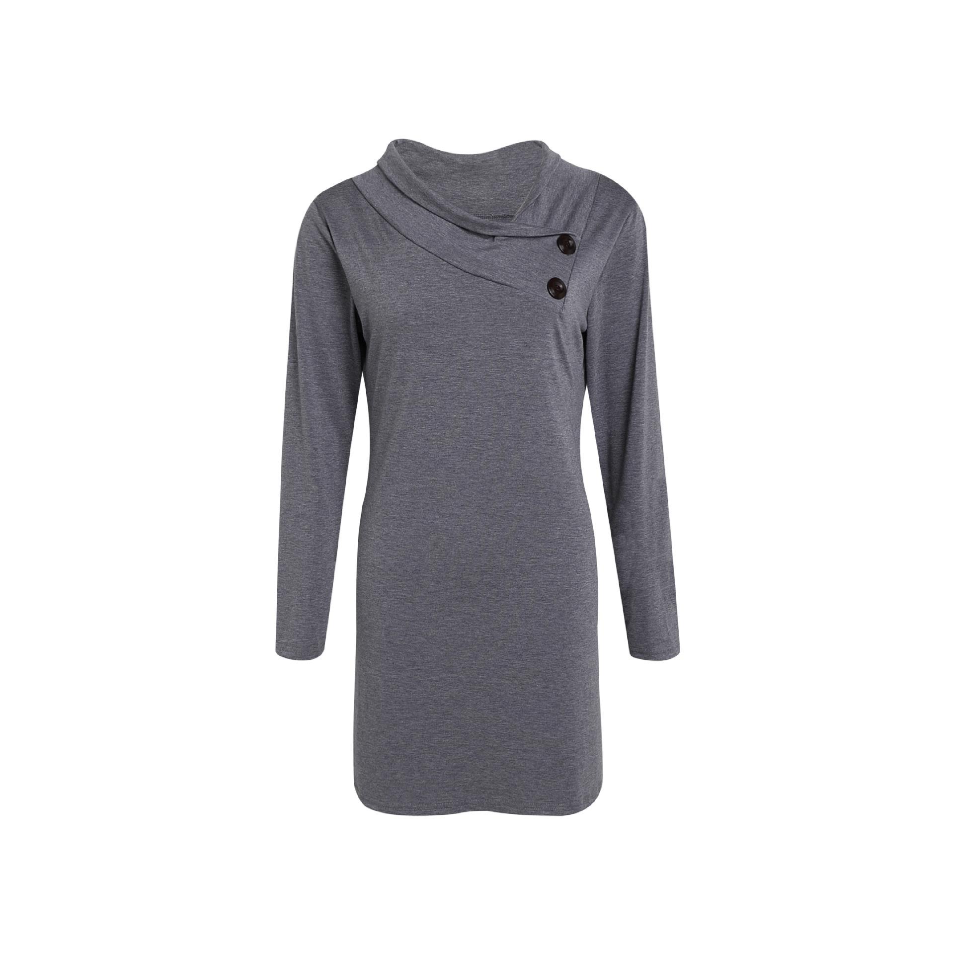 

IHUASU весенне-осенняя женская повседневная однотонная свободная футболка с длинными рукавами, топ XXL темно-серого