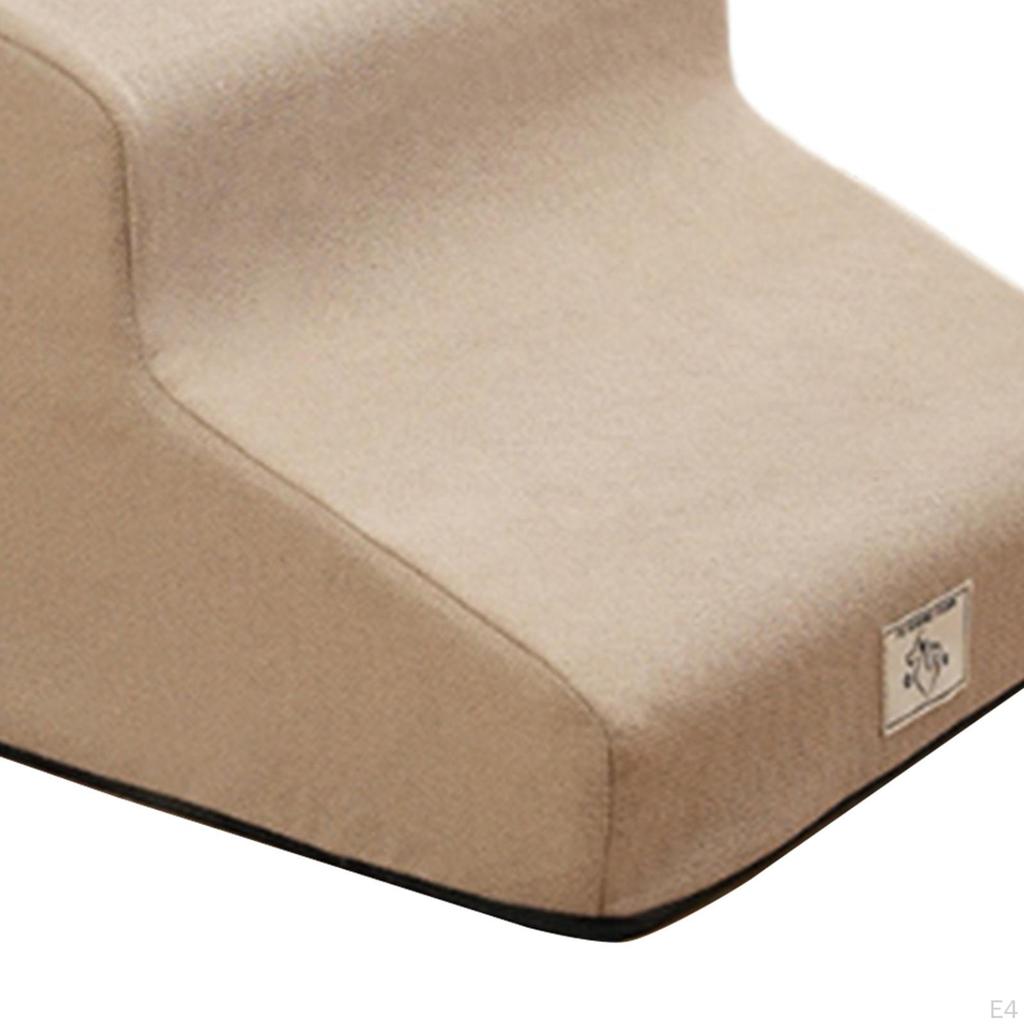 Dog Stair 2 Steps Ladder Portable Non Slip Removable Washable Cover Pet Stairs for Older Dogs