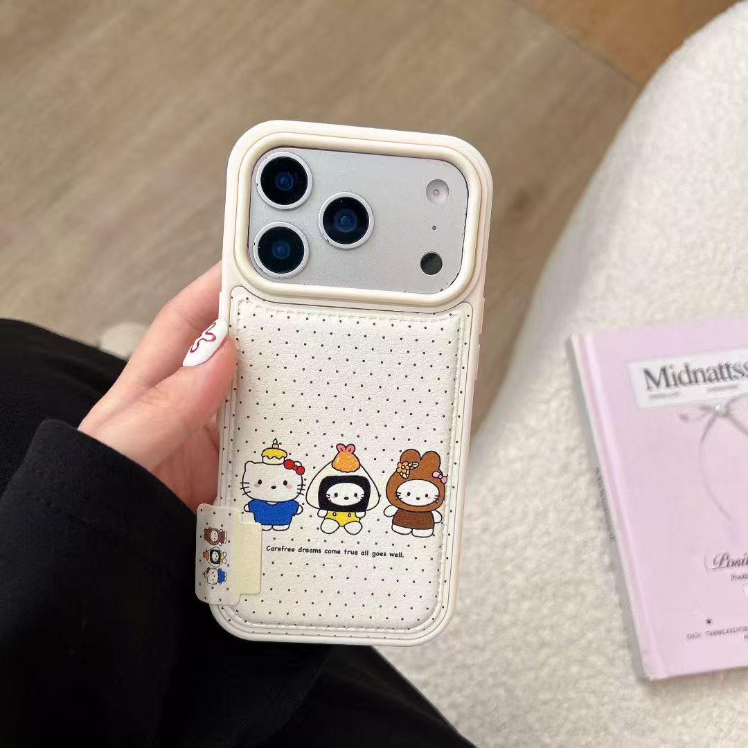 

Cartoon Cute Leather Texture iPhone 17 Pro Max Case for Women with Bracelet, Soft Silicone, Applicable to Apple 16 iPhone 14 Pro Max