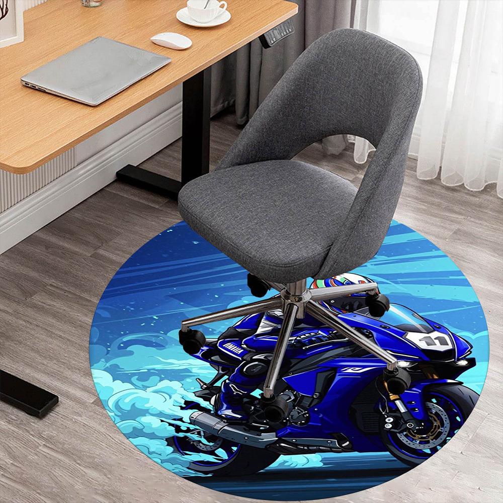 

1PC Motorcycle Speed Racing Round Chair mat Area Rug - Non-Slip, Floor Mat for Office, Bedroom, home decor Christmas Gift c0528024 80cm