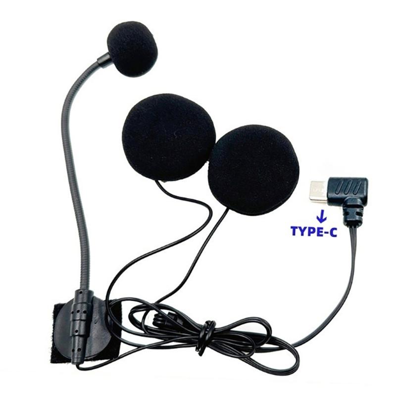 USB Type C Helmet Headset Microphone Compatibles Full Face Helmets Includes Noise Cancelling and Adjustable Boom