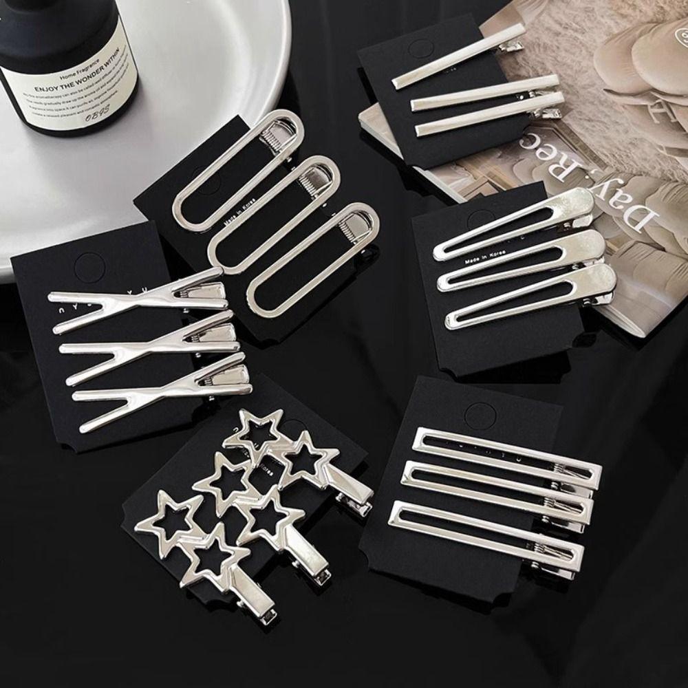3pcs/set Hollow Hairpin Silver Duckbill Clip Fashion Hair Clips  Hair Accessoires