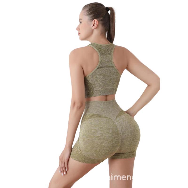 Women's Yoga Sports Set: Hip-Lifting Fitness Pants, Shockproof Wireless Bra, Vest, and Underwear Shorts