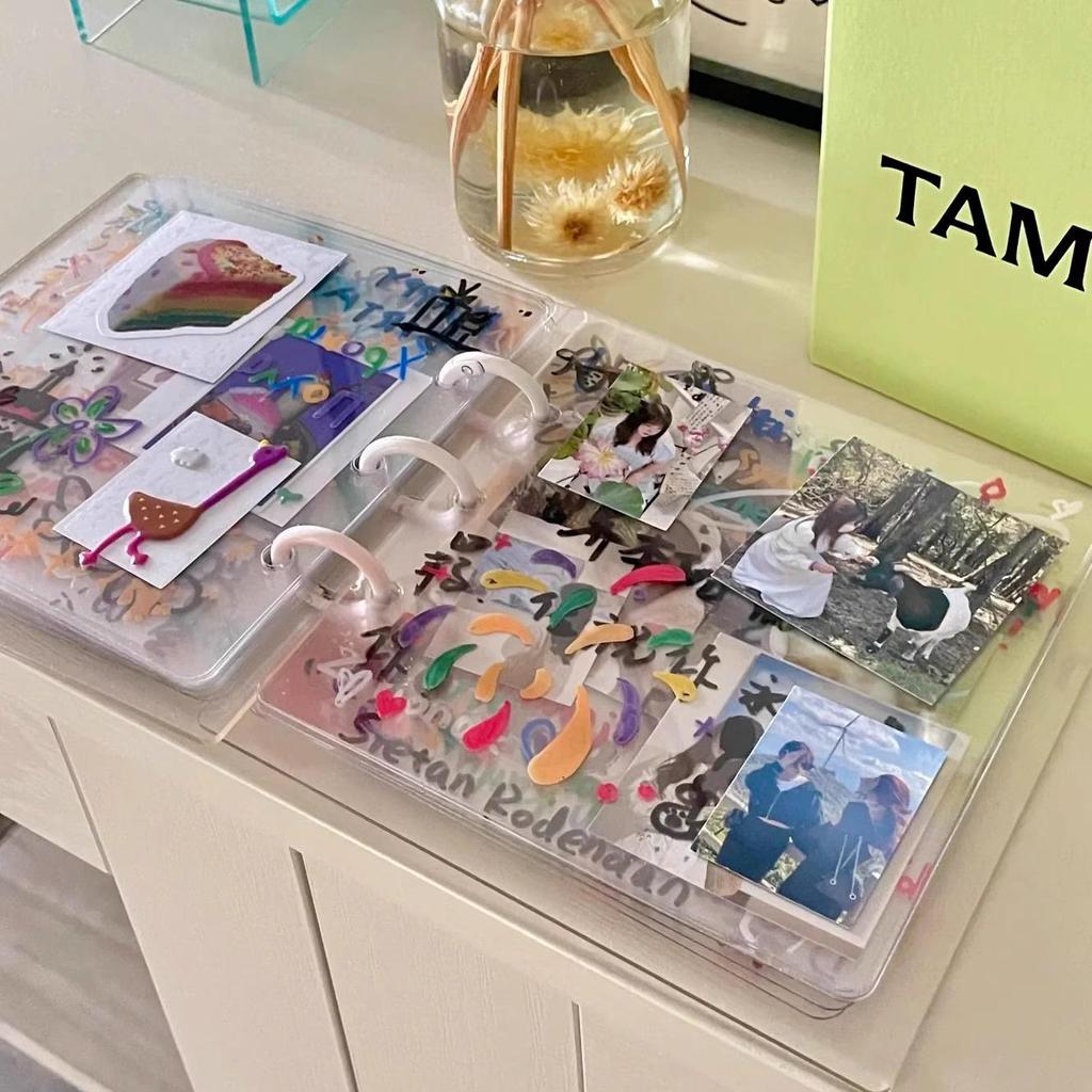 Acrylic DIY Photo Album: Handmade Memory Journal with Creative Graffiti and Loose-Leaf Design