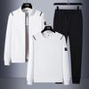 Men's L-7XL Stand-Up Collar Casual Sports Suit: Spring/Autumn Three-Piece Set with Cardigan Jacket and Long Sleeve Hoodie