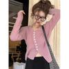 Early Autumn New Irregular Single-breasted Thin Design Loose V-neck Long-sleeved Knitted Sweater with Sweater Women