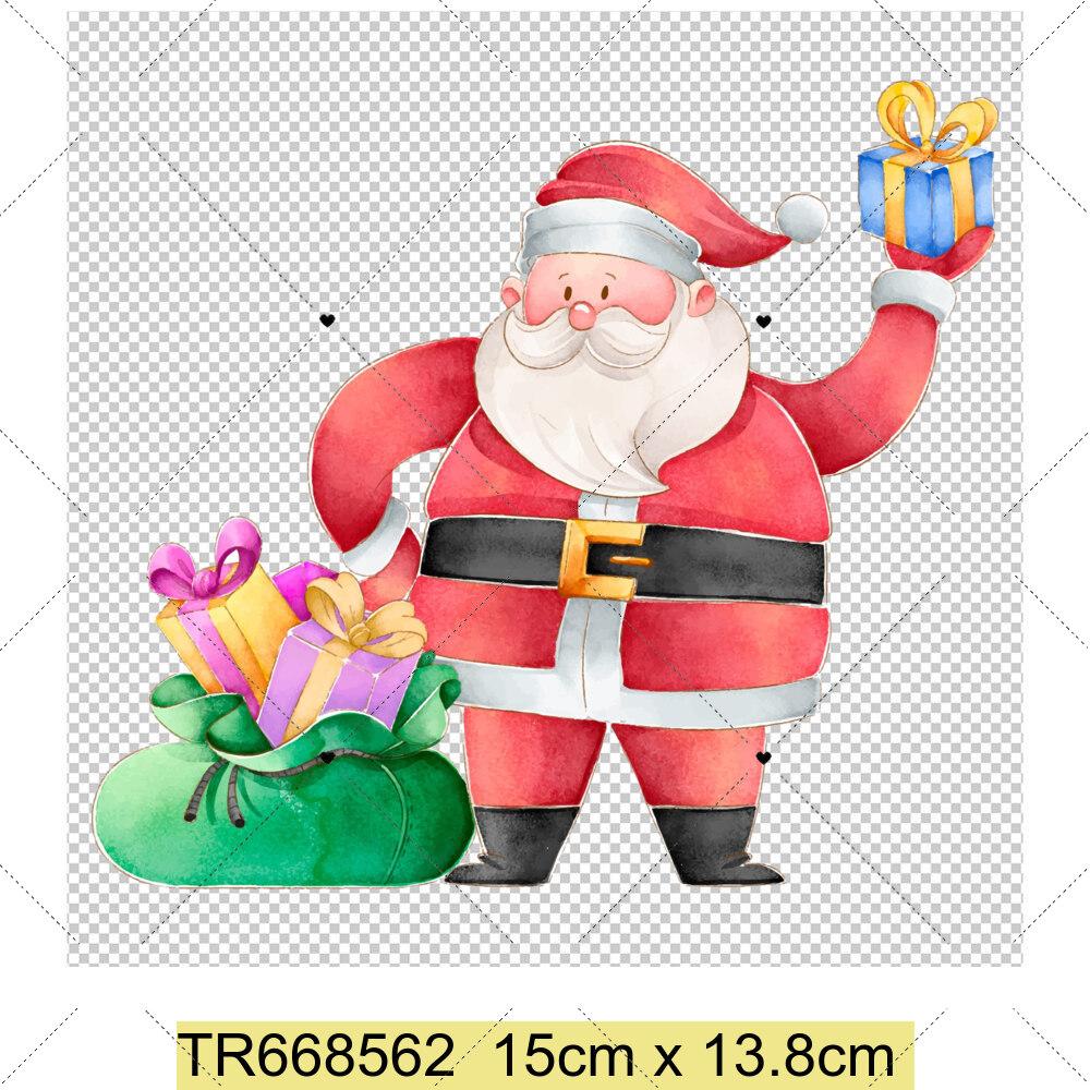 Santa Claus Christmas Tree and Reindeer Heat Transfer Sticker DIY Clothing Sewing Supplies Christmas Short Sleeves Patches