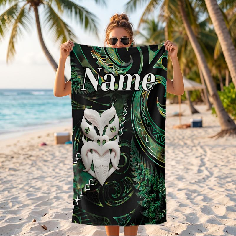 New Zealand Paua (1) Custom Name Beach Towel Large Towel for Beach Pool Swimming Vacation Travel Gift