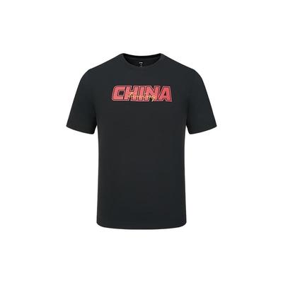 Li Ning Ss23 Buchstaben-Print Rundhals Leichtgewicht Lauf-Fitness Kurzarm T-Shirt Unisex Oberteile Schwarz YTST053-2
