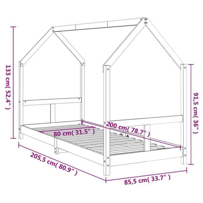 VidaXL Bed Frames for Children 80x200 Cm Solid Pine Wood 835715