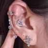 Sweet Bowknot Tassel Ear Bone Nail For Women Korean Bling Zircon Earrings Stainless Steel Accessories Jewelry