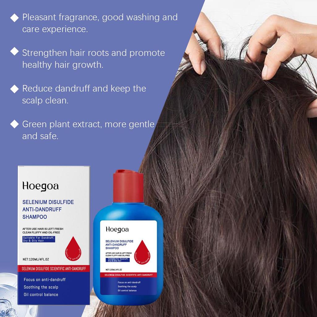 Hoegoa Selenium Disulfide Shampoo 120ml Deep Cleansing Scalp Oil Control Volumizing Shampoo