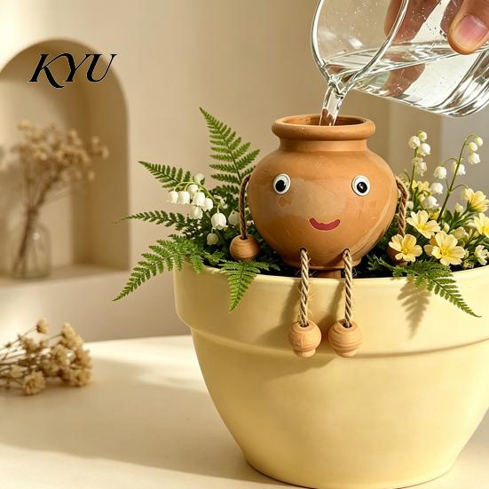 Automatic Drip Irrigation for Small Pots Terracotta Watering Spike, Cute Face Self Plant Insert Potted Pot Waterer Garden Enthusiasts Plants,