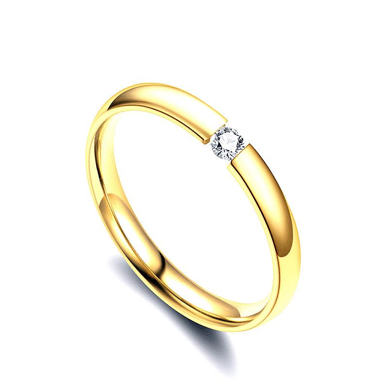 Stainless Steel  Diamond Ring Micro-inlaid Zirconia Ring Fashion Open-End Couple Rings