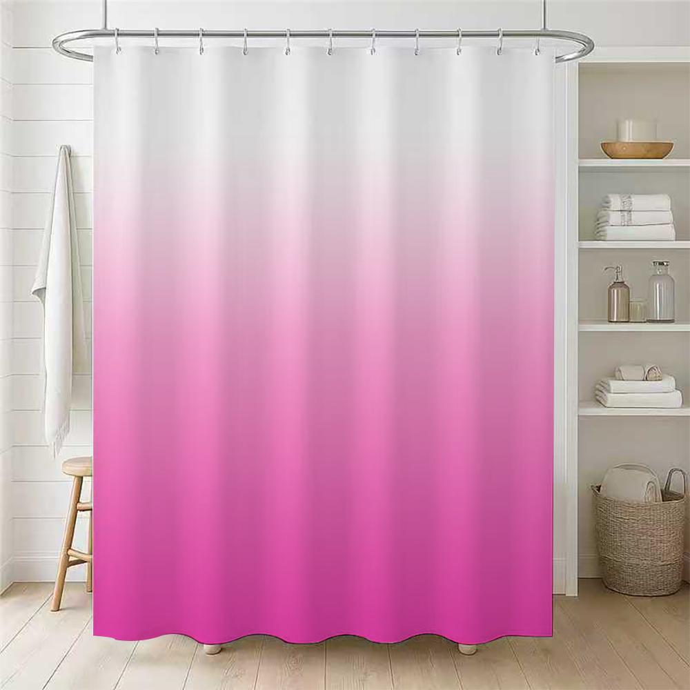 1/4 Gradient Geometry Shower Curtains, Toilet Seat Decoration, Shower Curtain with Carpet and Toilet Lid, 12 70.8x70.8 Inch Hook