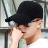 Men Baseball Hat Long Hard Brim Solid Color Sunscreen Anti-UV Adjustable Ponytail Hole Casual Hip Hop Outdoor Sun Cap