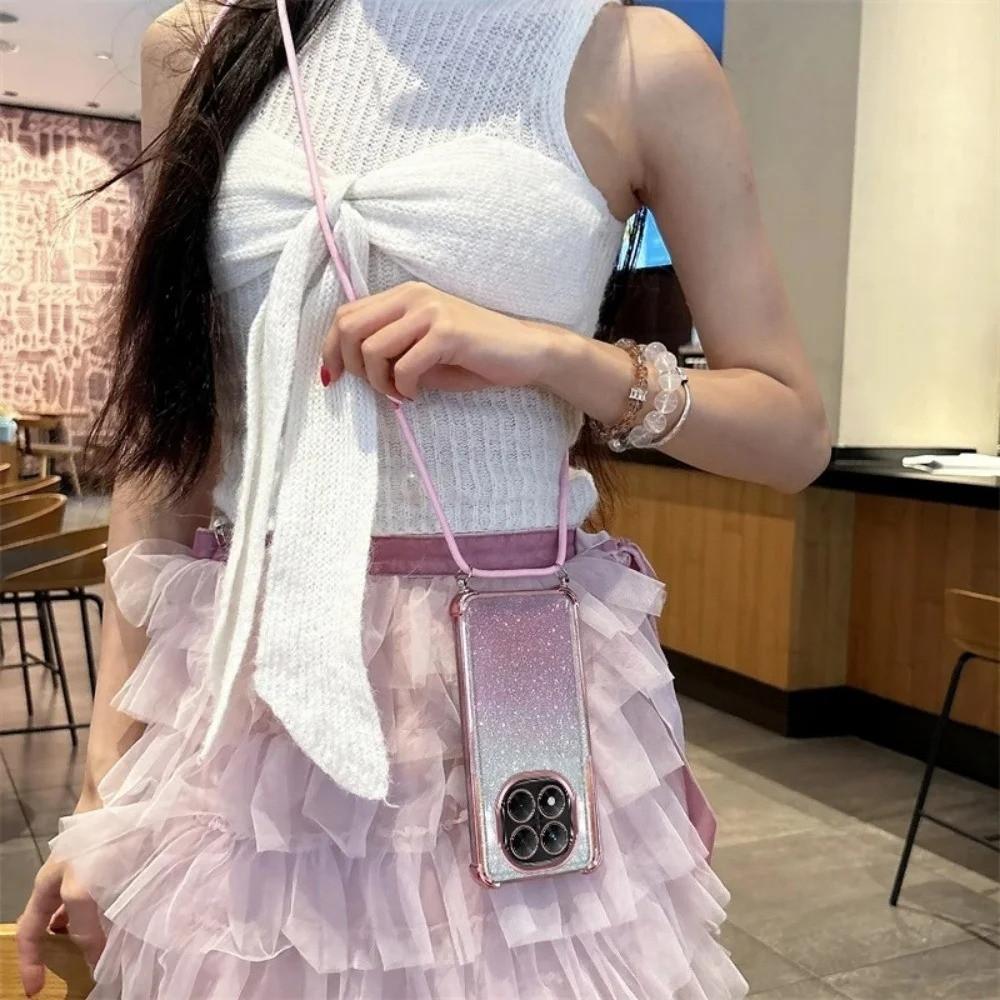 Luxury Plating Shockproof Case For Xiaomi 15T Pro 14T 13T 12T 11 Lite 12 17 Pro Max Crossbody Lanyard Glitter Soft Silicon Cover