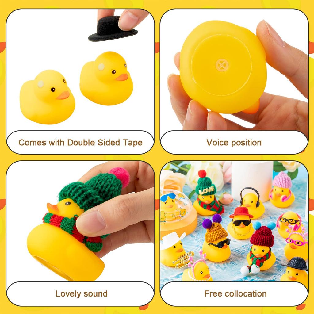50 Sets Rubber Duck Cute Rubber Duck Bath Party Toys Bathtub Toys Shower Car Dashboard Decorations With Mini Sunglasses Swim