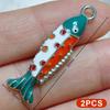 2Pcs Colorful Enamel Fish Charms Cute Design Perfect For Diy Jewelry Making Necklace Bracelet Earring Crafts