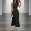 Fashion Polka Dot Maxi Dresses Women Elegant O-neck Lotus Hem Long Gowns Chic Lady Sleeveless High Waist Bodycon Summer Robes