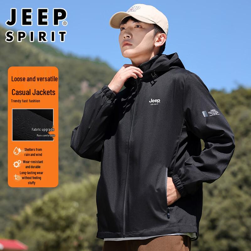 JEEP SPIRIT Men's Autumn/Winter Hooded Outdoor Jacket