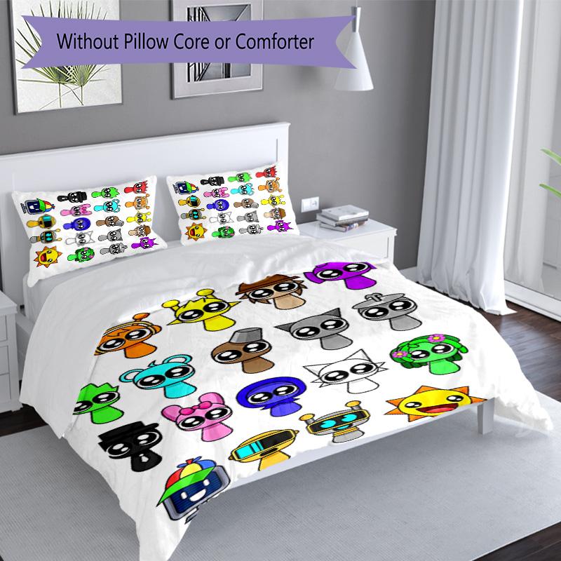 3pcs Sprunki9 pattern bedding set duvet cover set includes duvet cover &pillowcases, perfect all season bedroom decoration & gift