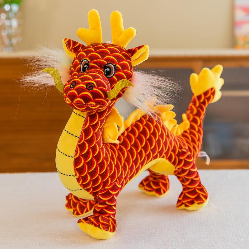 Neue Imitations-Drachenpuppe Tierkreis-Drache Plüschtier Dinosaurierpuppe Kreativer Drache Neujahrsgeschenk Ornament Stoffpuppe