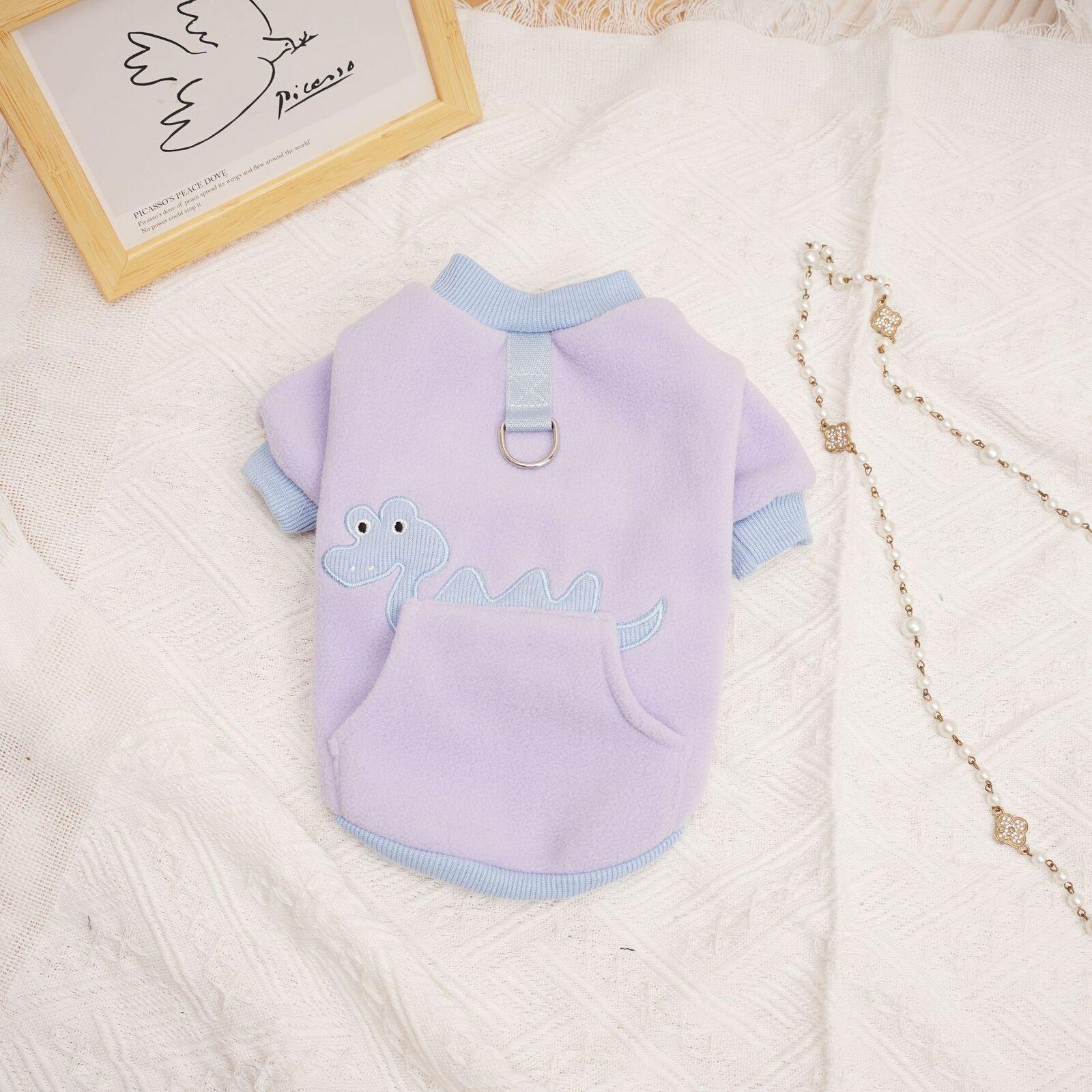 

Свитер с принтом динозавра для собак, зимняя одежда для домашних животных, флисовое пальто для щенков, куртка для маленьких и средних собак, толстовка с капюшоном для домашних животных, теплая одежда для кошек XXL фиолетовый