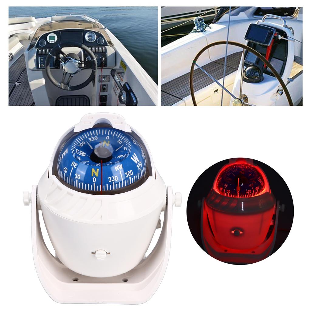 Marine Boat Navigation Compass Magnetic Declination Adjustment Night Lighting Dash Mount for Cars Ships Caravans