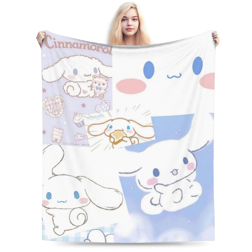 Pink Cinnamoroll Blanket Fleece Textile Decor Cute Cartoon Multifunction Ultra-Soft Throw Blanket for Home Travel Bedspread